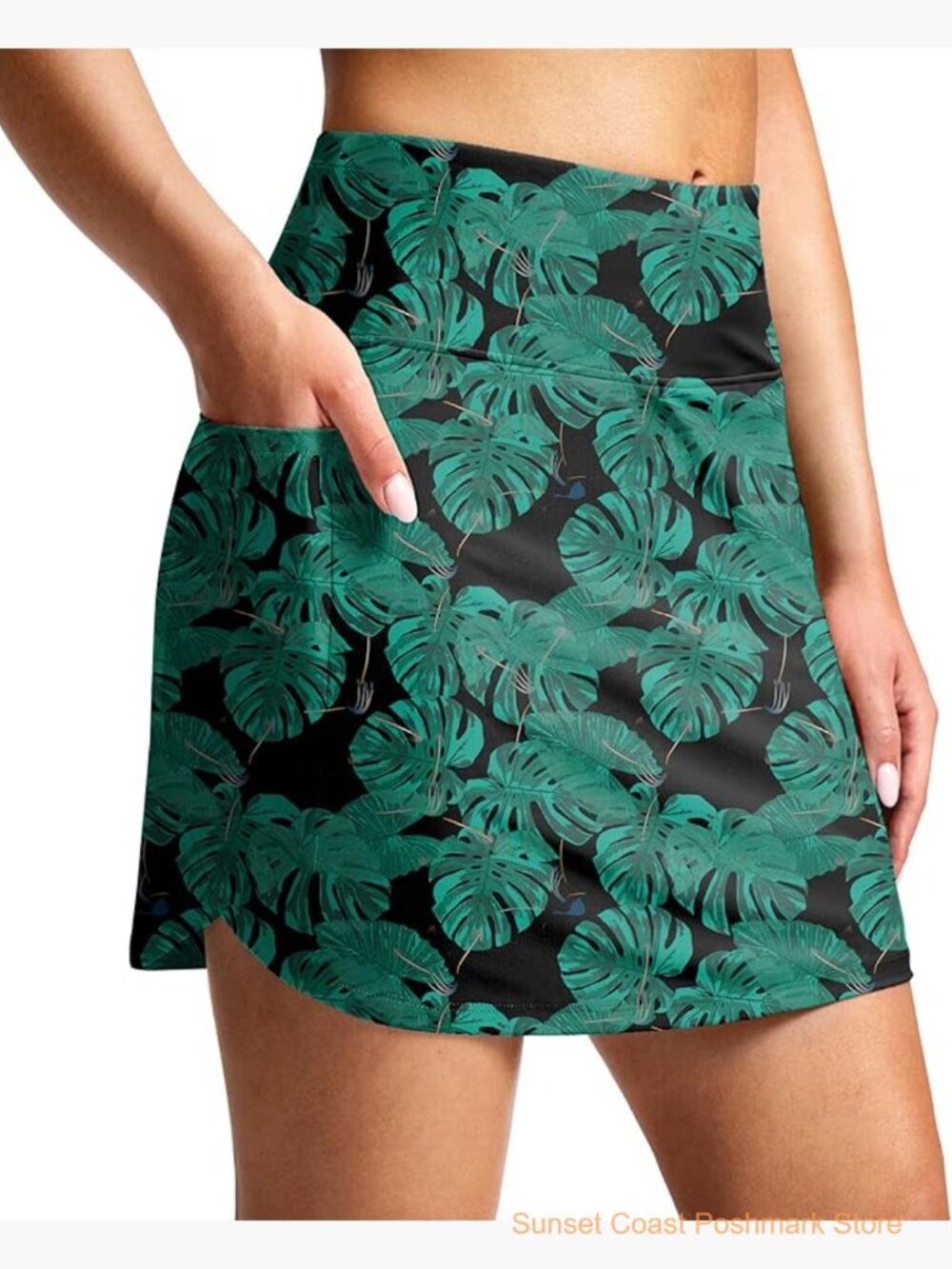 High Waisted Swim Skirt with Pockets Tummy Control Bottoms